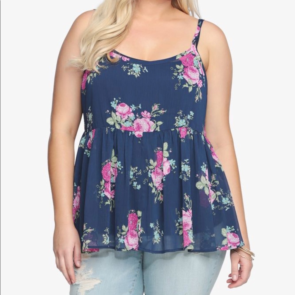 Floral chiffon babydoll top